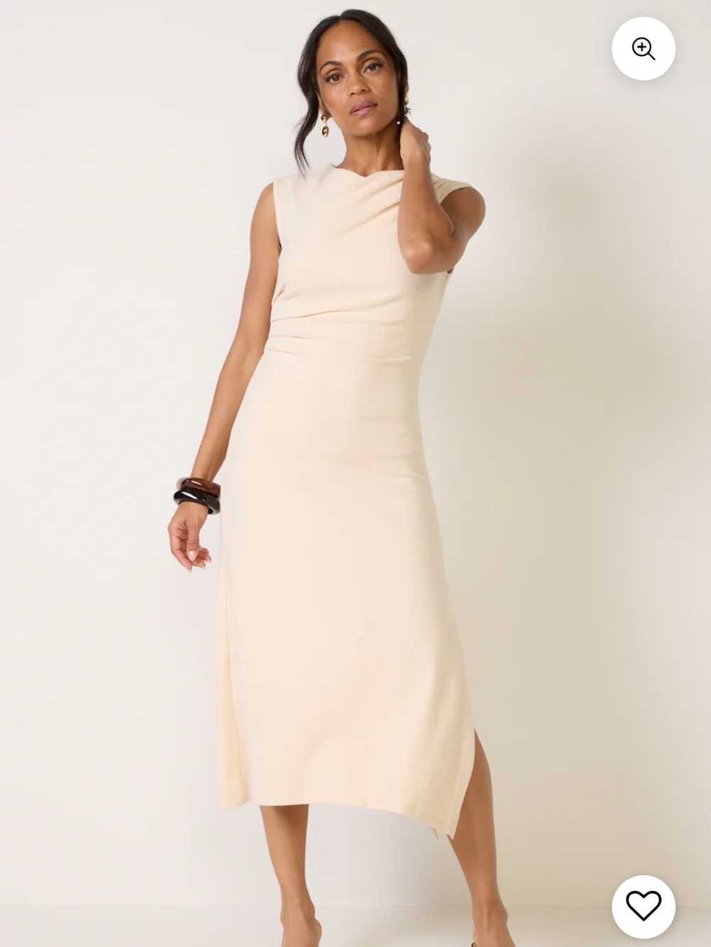 Astr Sleeveless Cream Midi Dress